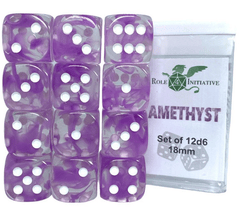 Role 4 Initiative Dice: 18mm D6 12ct Diffusion Cube Amethyst R4I50407-12P